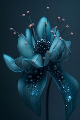 Enchanted Teal Flower - Detailed Macro Photography