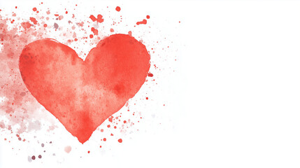 A beautifully painted red heart with a watercolor effect, blending various shades of red and pink. The heart has a soft, romantic look with gentle smudges and splashes, making it i