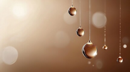   Close-up of ornaments on light brown background with Bokeh lights in background