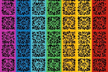 colorful mexican cinco de mayo stencil flags seamless pattern