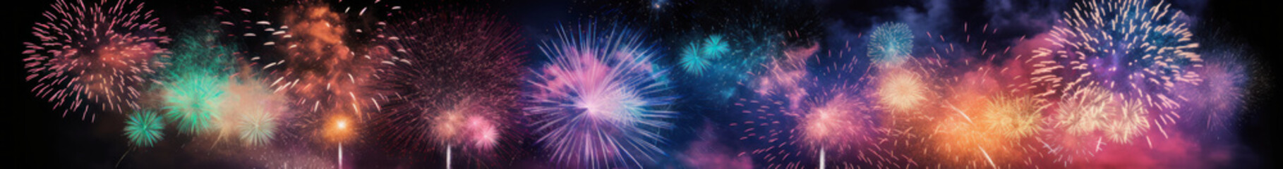 Fototapeta premium Colorful fireworks display lighting up the night sky above a festive celebration