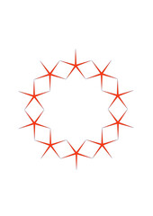 Wreath of ten circularly arranged stars, abstract modern vector graphic