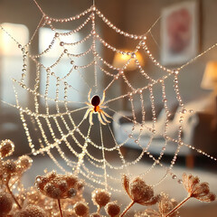 Dew Tears on Spider Web