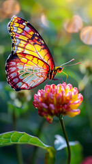 Colorful butterfly perched on a vibrant flower