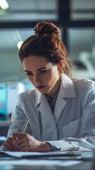 Focused Female Scientist in Laboratory Environment