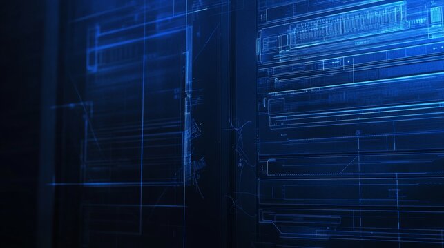 Industrial Server Rack Blueprint Overlay