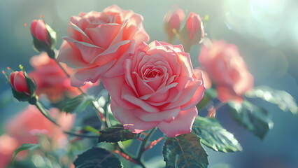 Closeup of Pink Roses with Soft Background