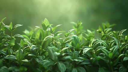 Fresh Green Leaves in Natural Sunlight