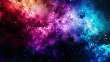 Fototapeta premium A multicolored space filled with stars, with a star cluster at its center, is a star cluster