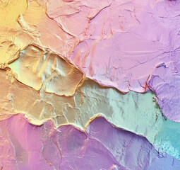 Naklejka premium Mint and coral gradient blending into purple and yellow tones. Light pastel textures with foil shimmer effects.