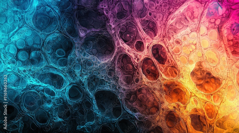 Poster abstract colorful background with bubbles and fluid patterns