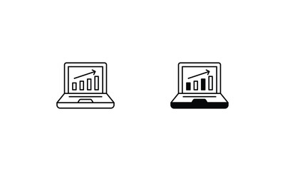 Laptop  icon set line and glyph vector illustration