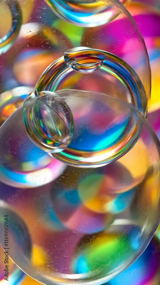 Leinwandbilder bubbles floating in a colorful background create a mesmerizing visual effect in bright light
