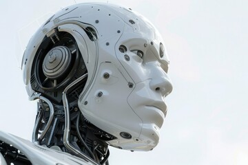 A robot with a white face and silver body