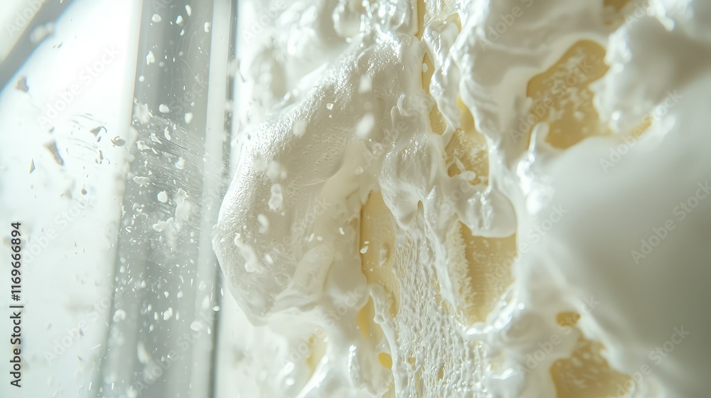 Aufkleber close-up view of foam texture on surface with water splashes