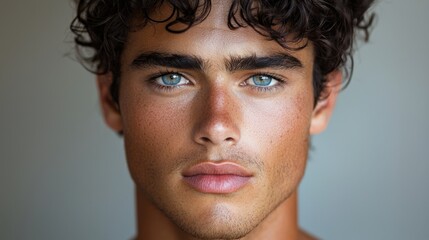 Obraz premium Striking Close-Up of Young Male Model