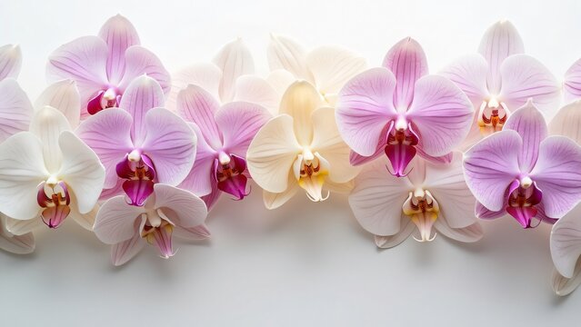 Elegant Pink and White Orchid Flower Border