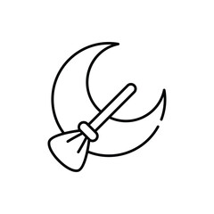 Moon And Broomstick vector icon