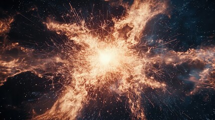 Exploding Cosmic Starburst in Deep Space with Radiant Energy Rays