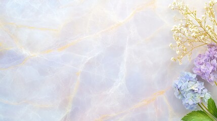 Elegant marble texture with delicate flowers and gold veins