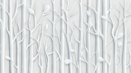 Fototapeta premium A zoom-in shot of a cream-colored background featuring intricate designs of tree limbs and foliage