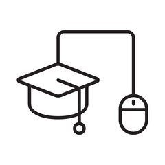 online graduation icon line vector design with trendy style