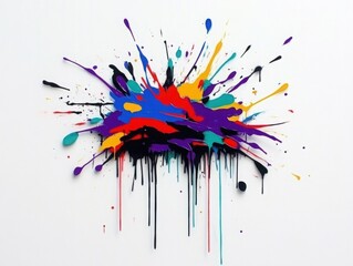Obraz premium Vibrant Splashes of Color on White Background Capturing the Essence of Artistic Expression and Creative Freedom in a Dynamic and Bold Design