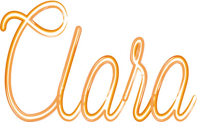 Clara - orange gold color - name written - neon - ideal for websites, presentations, greetings, banners, cards, t-shirt, sweatshirt, prints, cricut, silhouette, sublimation , sign, styl
