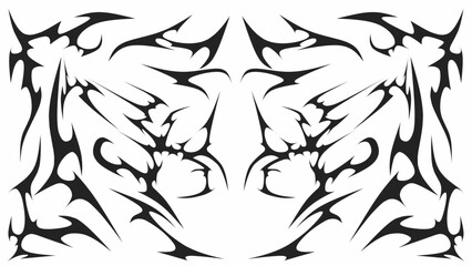 Fototapeta premium Symmetrical tribal vector design featuring sharp, cyber sigilism abstract patterns. Ideal for tattoos, digital art, and creative design projects