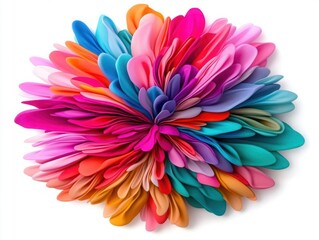 Obraz premium Vibrant Multicolored Petal Arrangement Creating a Lush Floral Design on White Background for Creative and Artistic Projects