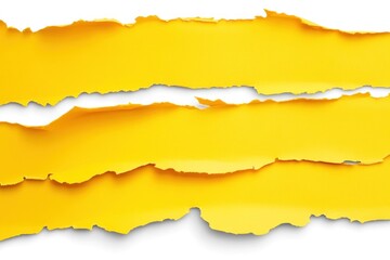 Yellow shredded paper strips with irregular edges create a vibrant display on white background