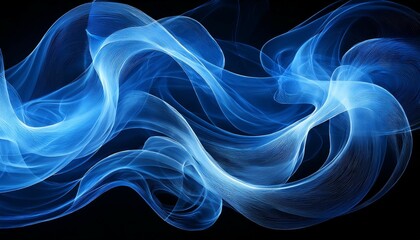Obraz premium ethereal blue smoke swirling against a cosmic black background creates a mesmerizing visual display of light and color
