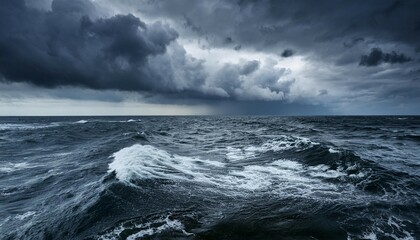 close up of rough seas with stormy clouds in the sky dark nature image