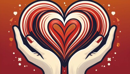 stylized heart and hands givingtuesday charity campaign design for social media and fundraising events