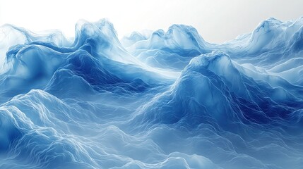 Obraz premium Iceberg mountain range painting in blue hue with white sky background