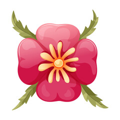 Beautiful single bright pink flower isolated on white background. Perfect for cards, logo, decorations, spring and summer designs.