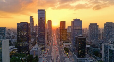 Fototapeta premium Cityscape at Sunset.