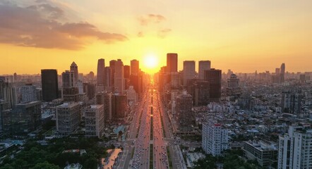 Fototapeta premium Cityscape at Sunset.