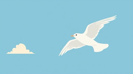   A luminous avian soars above a towering cumulus, set against an azure backdrop