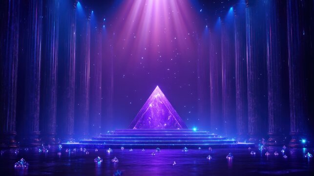 Purple Crystal Pyramid Stage, Temple, Spotlight, Magic, Intro
