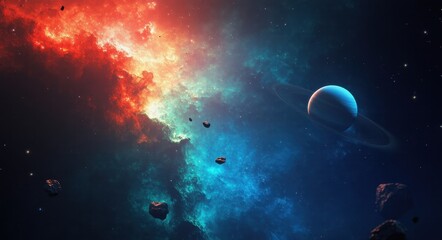 Fototapeta premium Colorful Nebula in Outer Space.