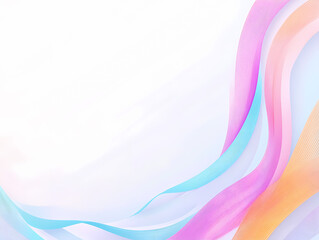 Obraz premium Soft pastel ribbons swirl and flow across a white background, creating a serene and dreamy aesthetic. Perfect for backgrounds, design elements, or adding a touch of elegance to your projects.