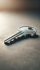 Key Resting on a Textured Surface with Warm Lighting