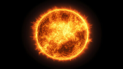 Fototapeta premium A yellow and orange sun. Sunflare. Illustration