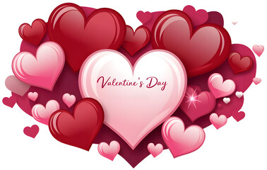 Valentine's Day card composed of heart shapes. Letters written in heart shape or space.