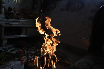 fire in the fireplace