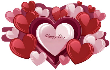 Valentine's Day card composed of heart shapes. Letters written in heart shape or space.