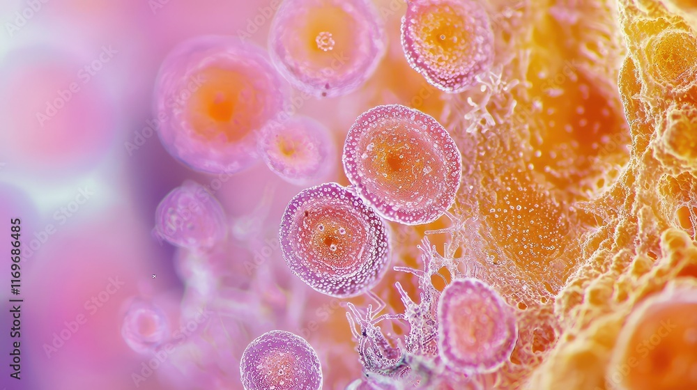 Aufkleber colorful microscopic view of abstract cell structures and textures