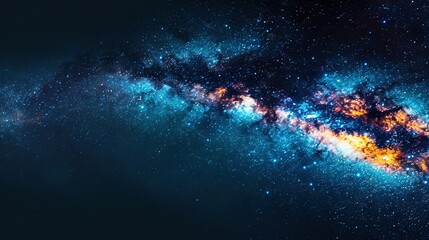 Fototapeta premium A close-up of a bright blue and yellow star in a black sky filled with stars