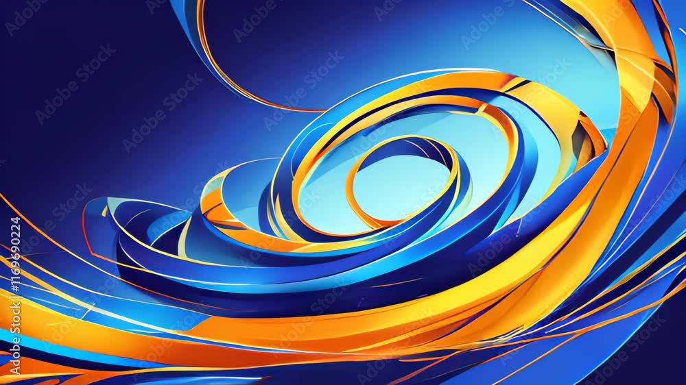 Poster Vibrant Swirls in Blue and Orange Create a Dynamic Visual Experience With Flowing Motion